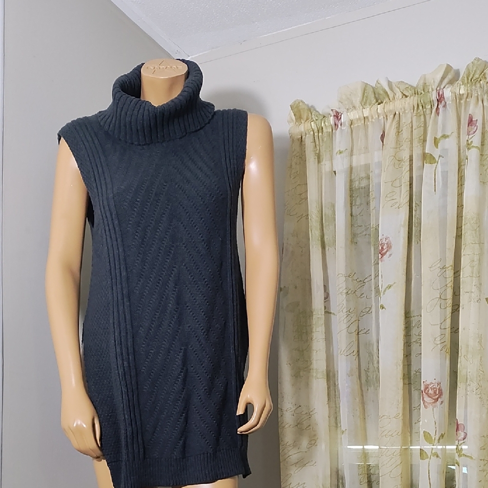 Belldini Sleeveless Cowl Neck Sweater - Charcoal Size M